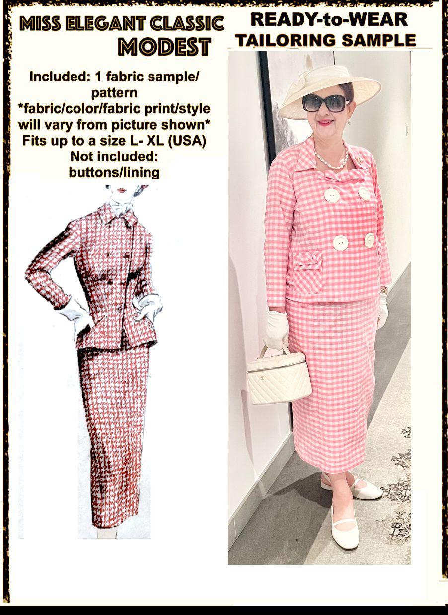 Pin gingham double-breasted poly-cotton skirt-suit