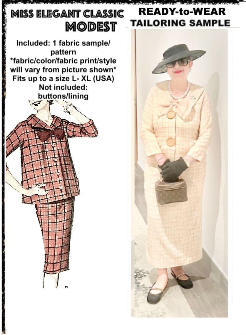 Beige tweed skirt-suit