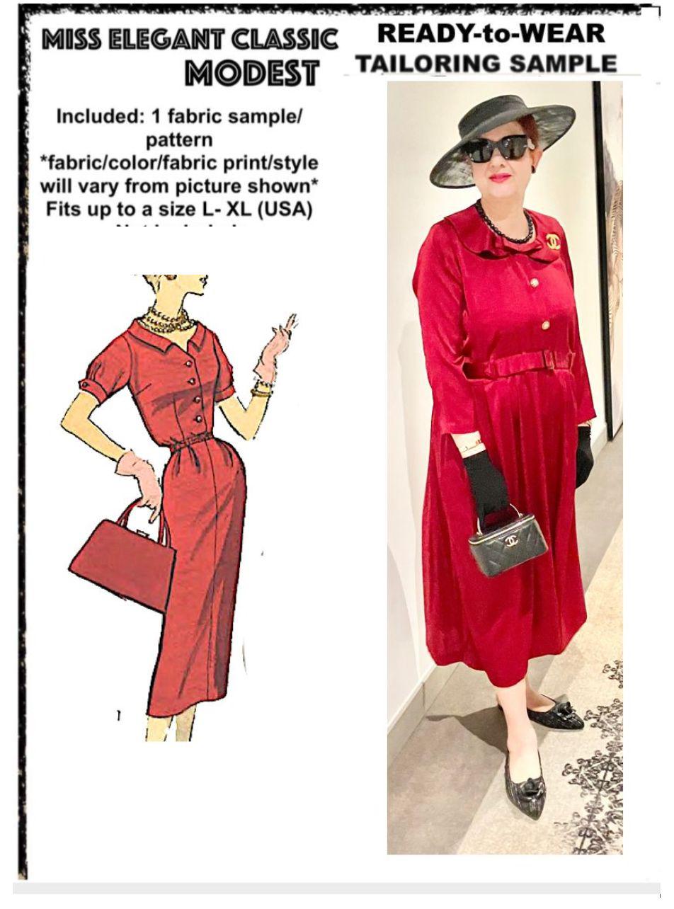 Red satin pleats dress