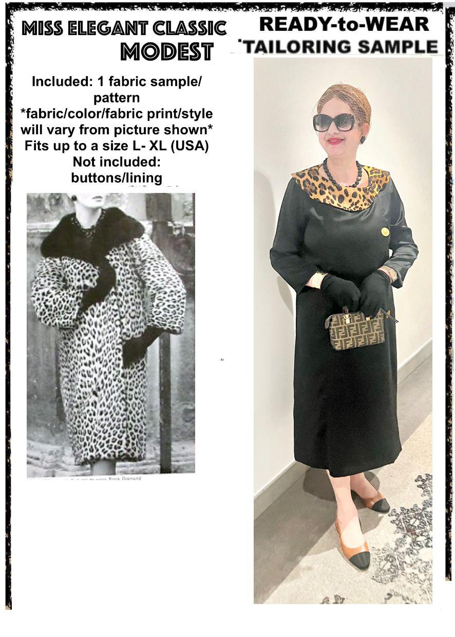 Tiger print collar crepe coat-dress