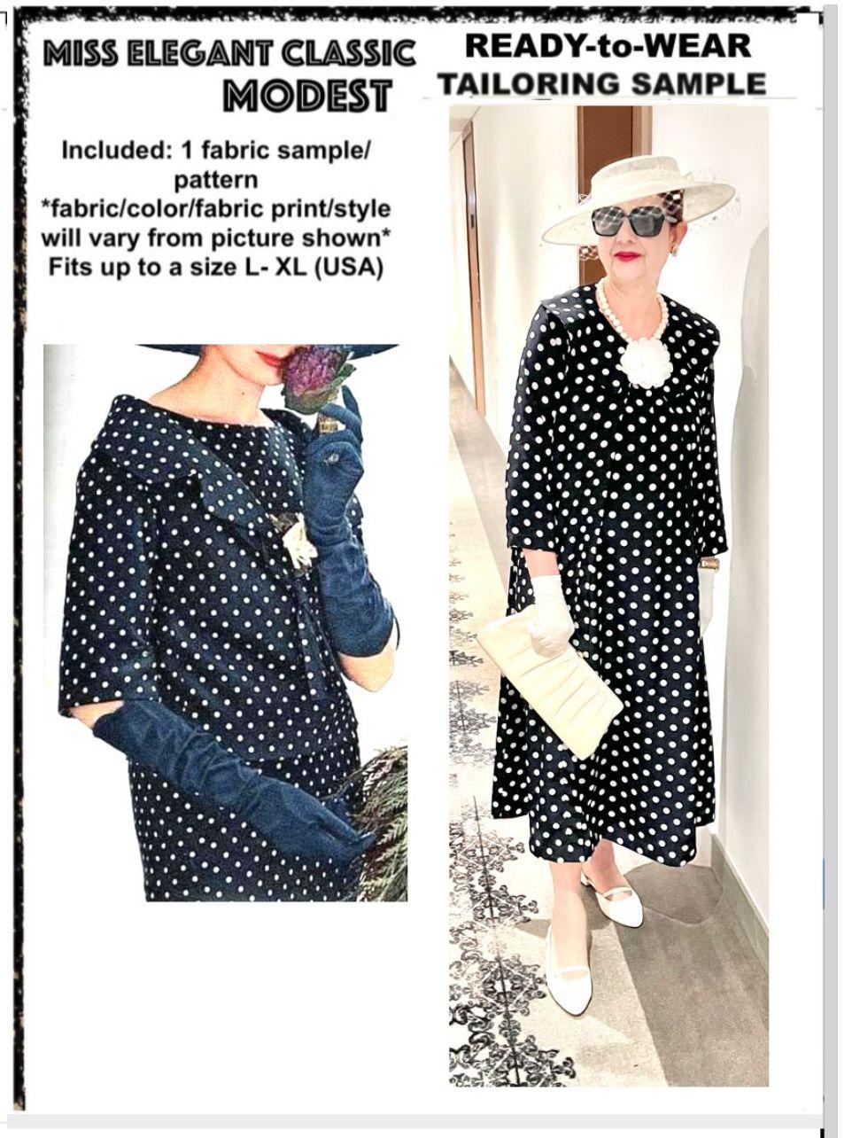 Black crepe polka dots dress