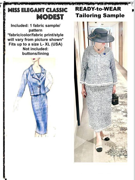 Blue tweed skirt-suit
