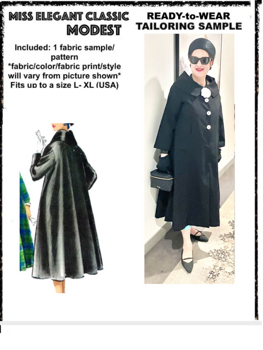 Black crepe swing coat-dress
