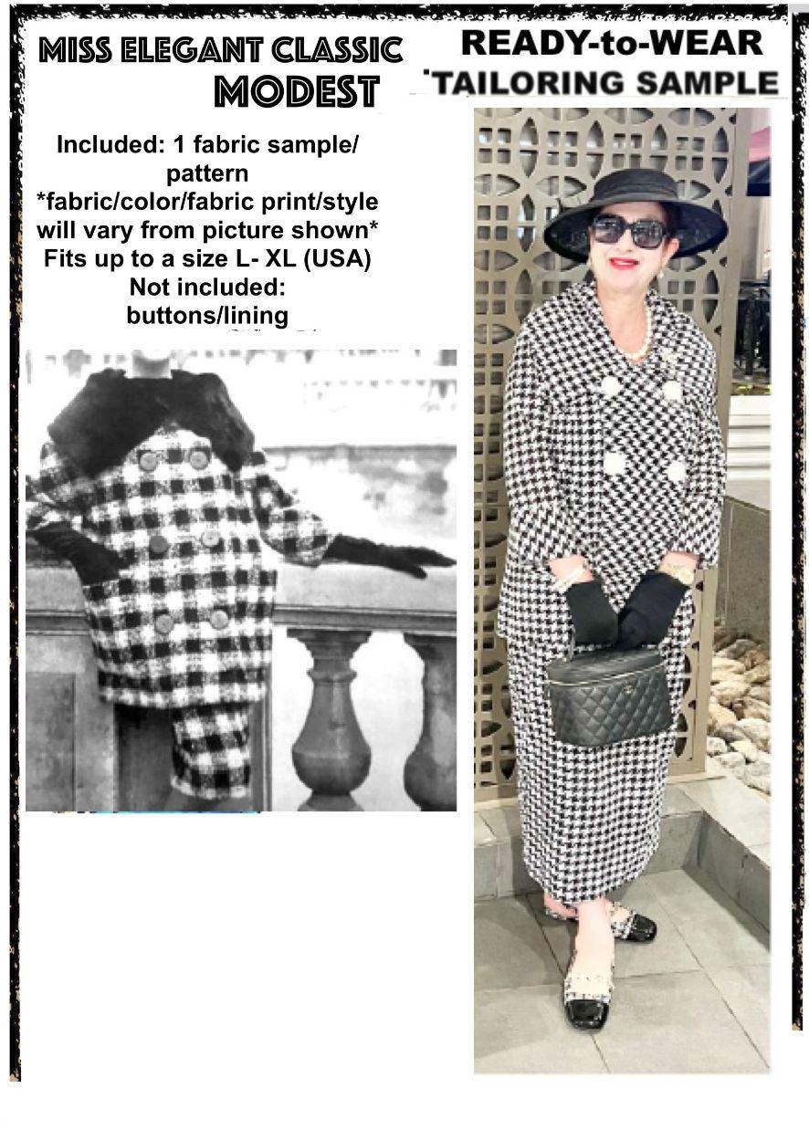 Houndstooth poly-cotton skirt-suit
