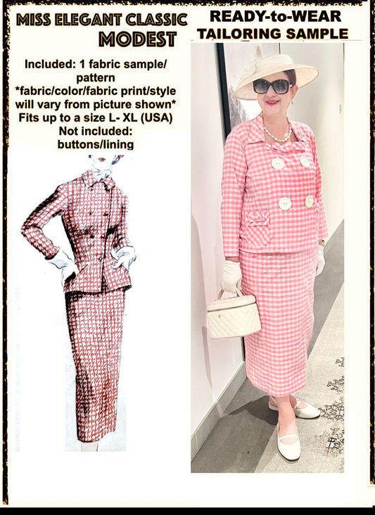 Pin gingham double-breasted poly-cotton skirt-suit