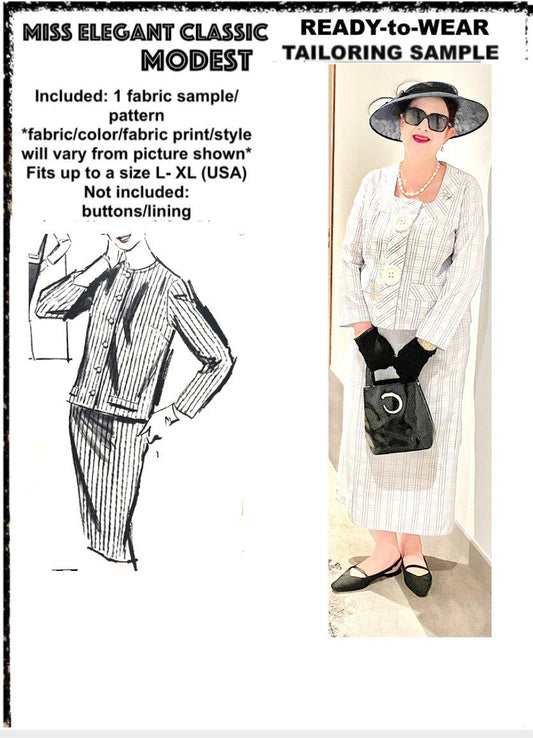 White stripes poly-cotton skirt-suit
