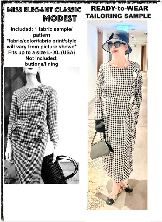 Black gingham side column skirt-suit