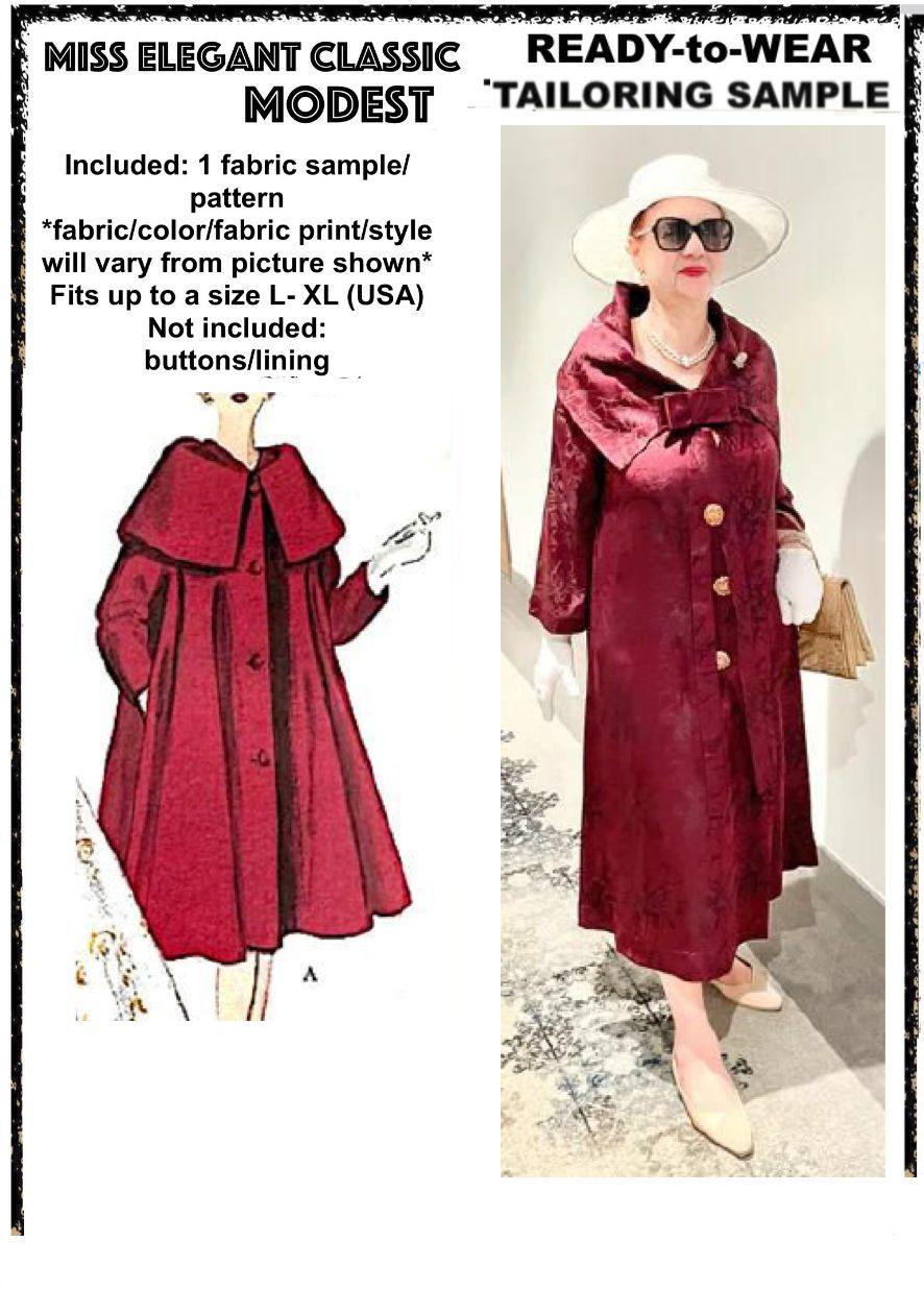 Dark red satin coat-dress