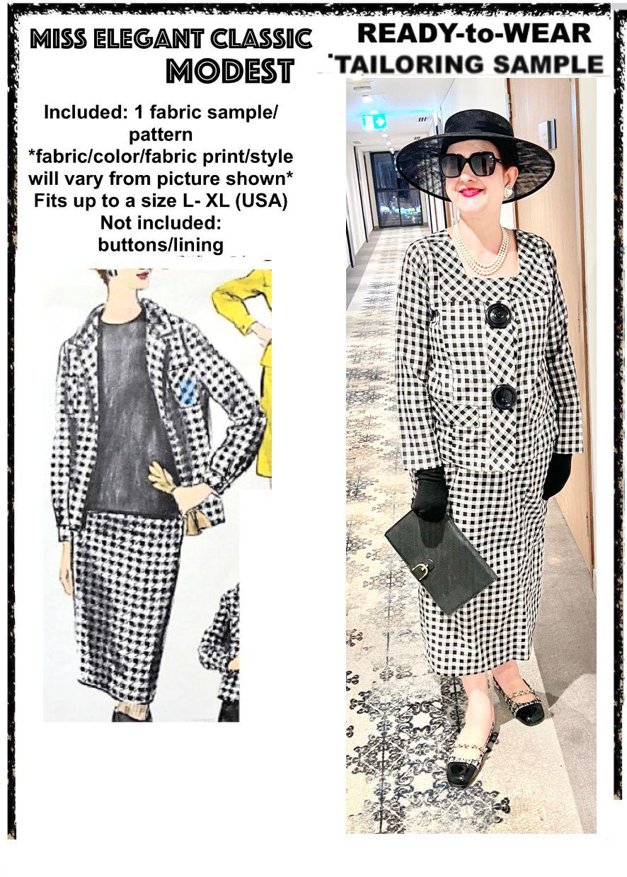 Black gingham skirt-suit