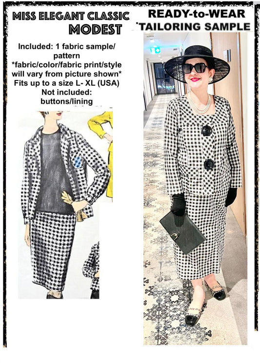 Black gingham skirt-suit