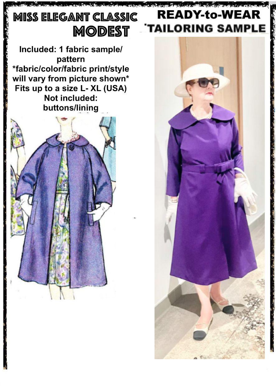 Purple crepe coat-dress