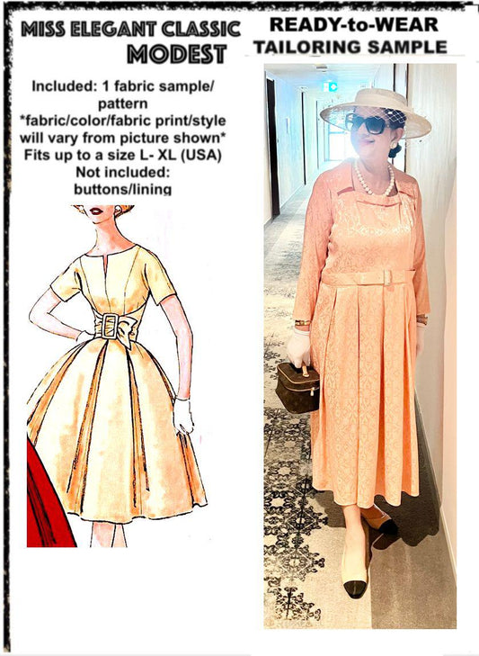 Peach satin box pleats dress