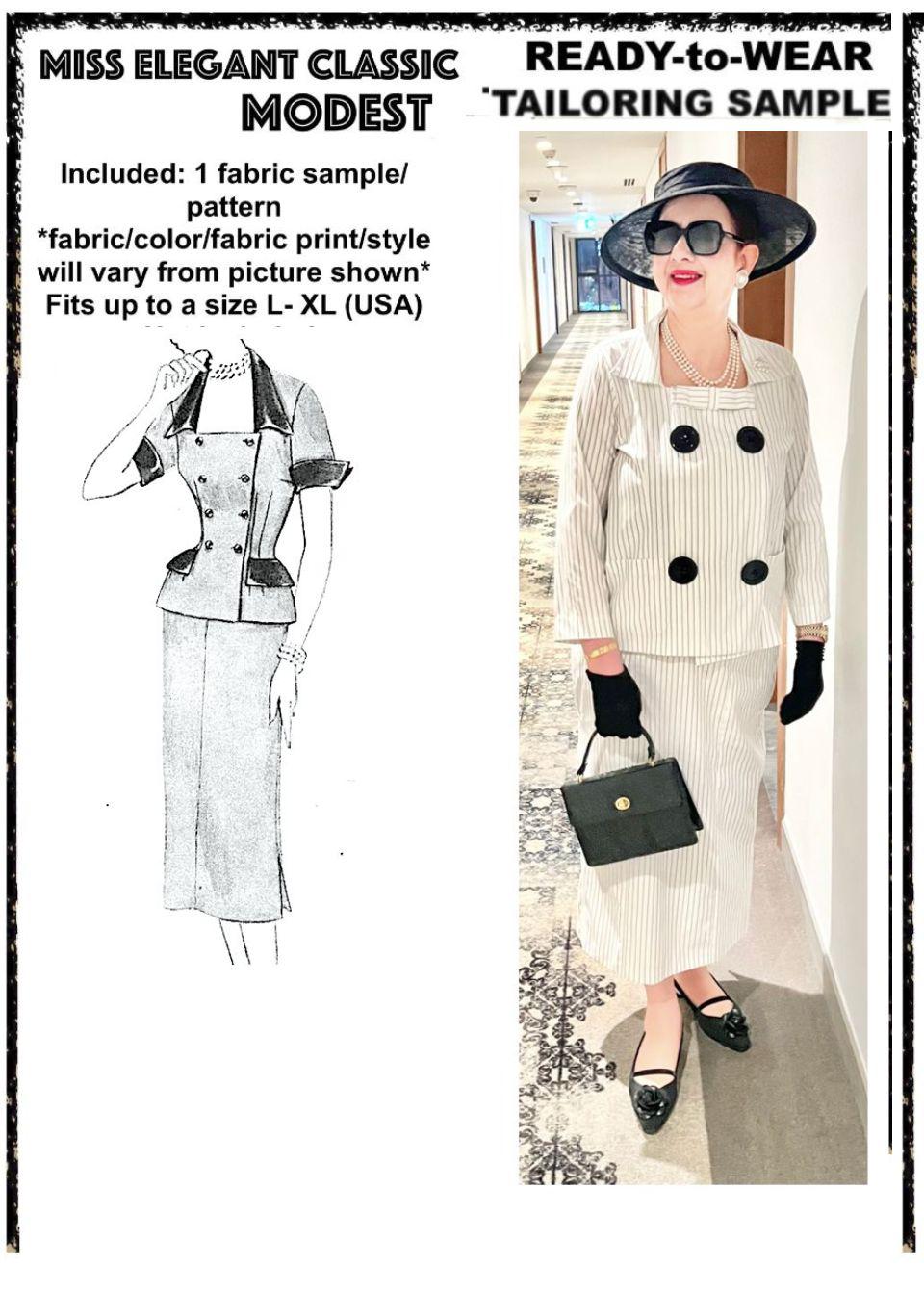 Stripes poly-cotton skirt-suit