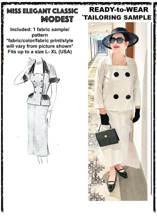 Stripes poly-cotton skirt-suit