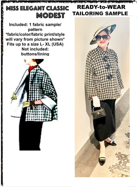 Tweed jacket and black crepe skirt-suit