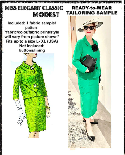 Green soft crepe skirt-suit