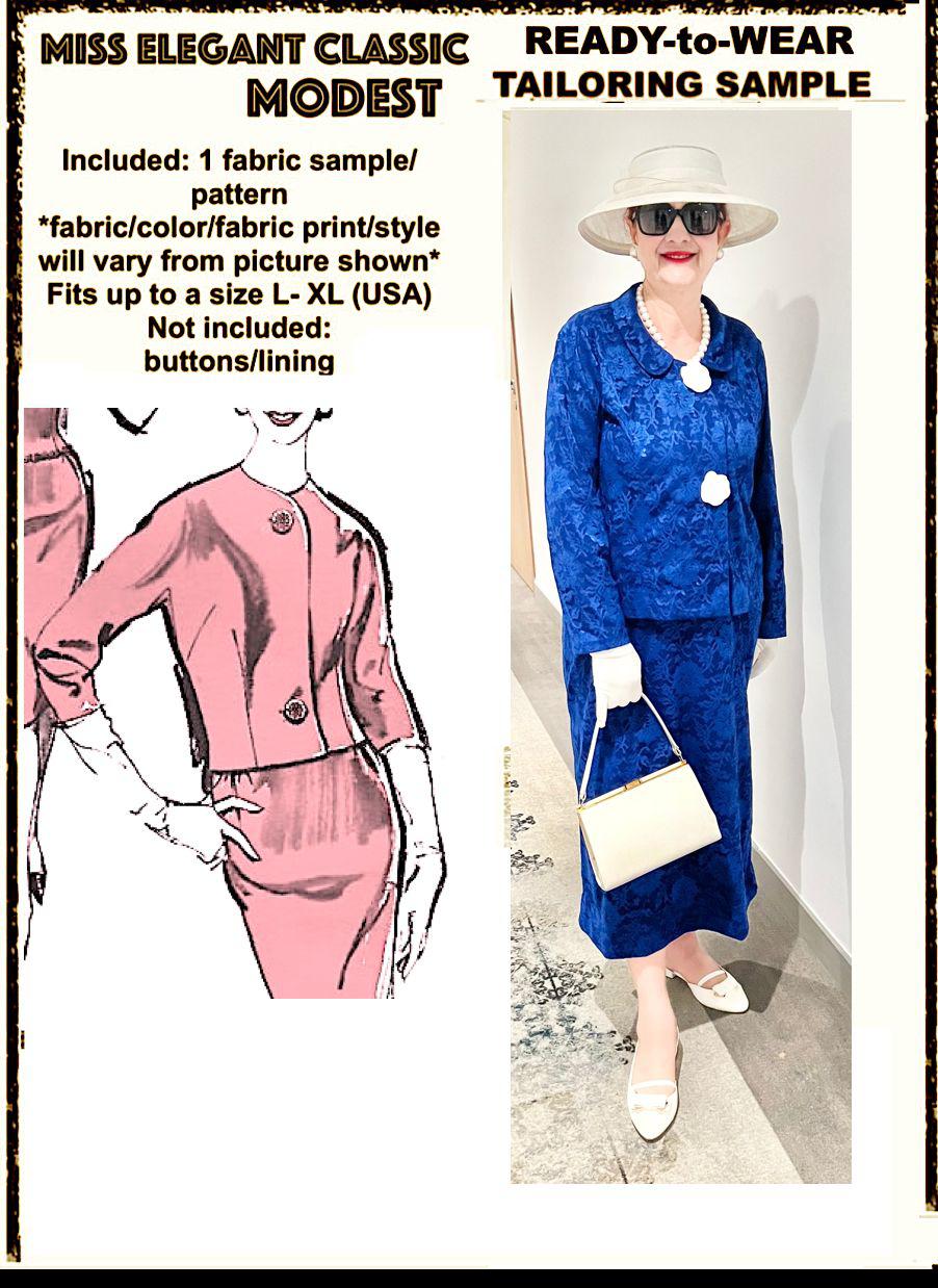 Blue lace skirt-suit