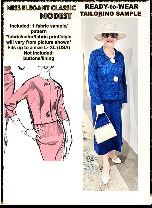 Blue lace skirt-suit