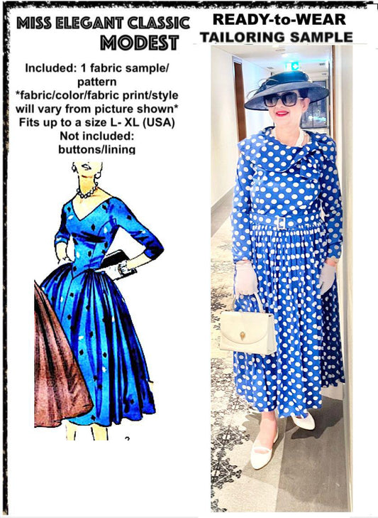 Blue polka dots poly-cotton dress