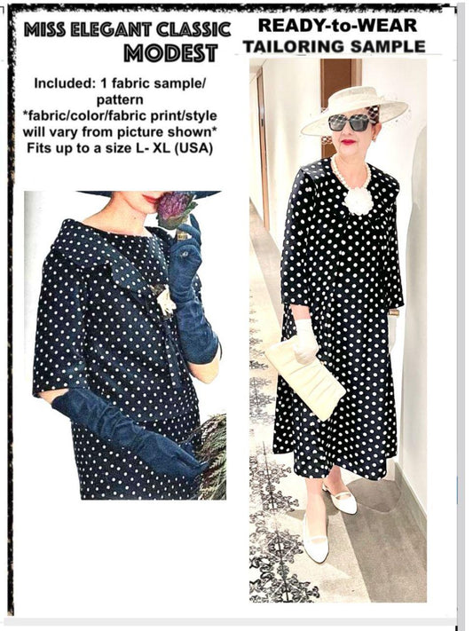 Black crepe polka dots dress