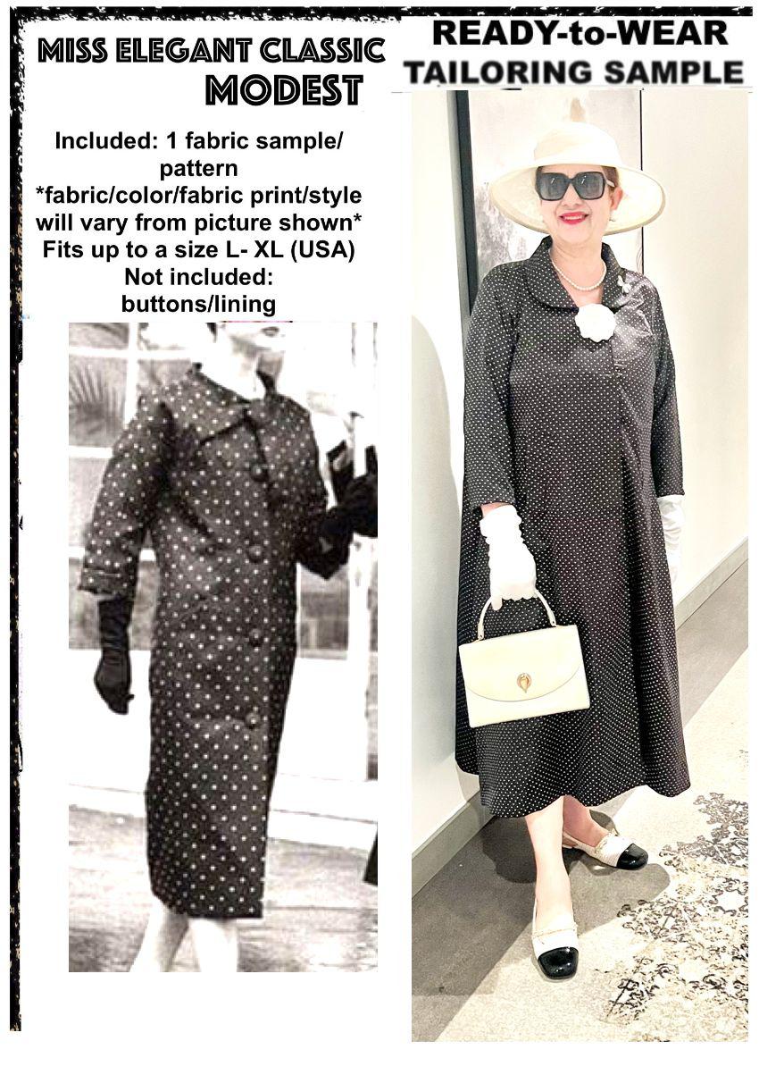Black polka dots satin coat-dress